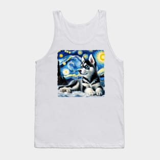 Starry Siberian Husky Portrait - Dog Portrait Tank Top